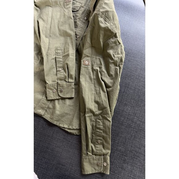 Ralph Lauren Woman P/S Safari Shirt 100% Cotton Button Down Beige Khaki Pockets - Picture 7 of 9